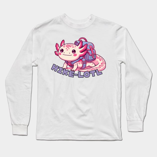 Hiking axolotl Long Sleeve T-Shirt by Japanese Fever